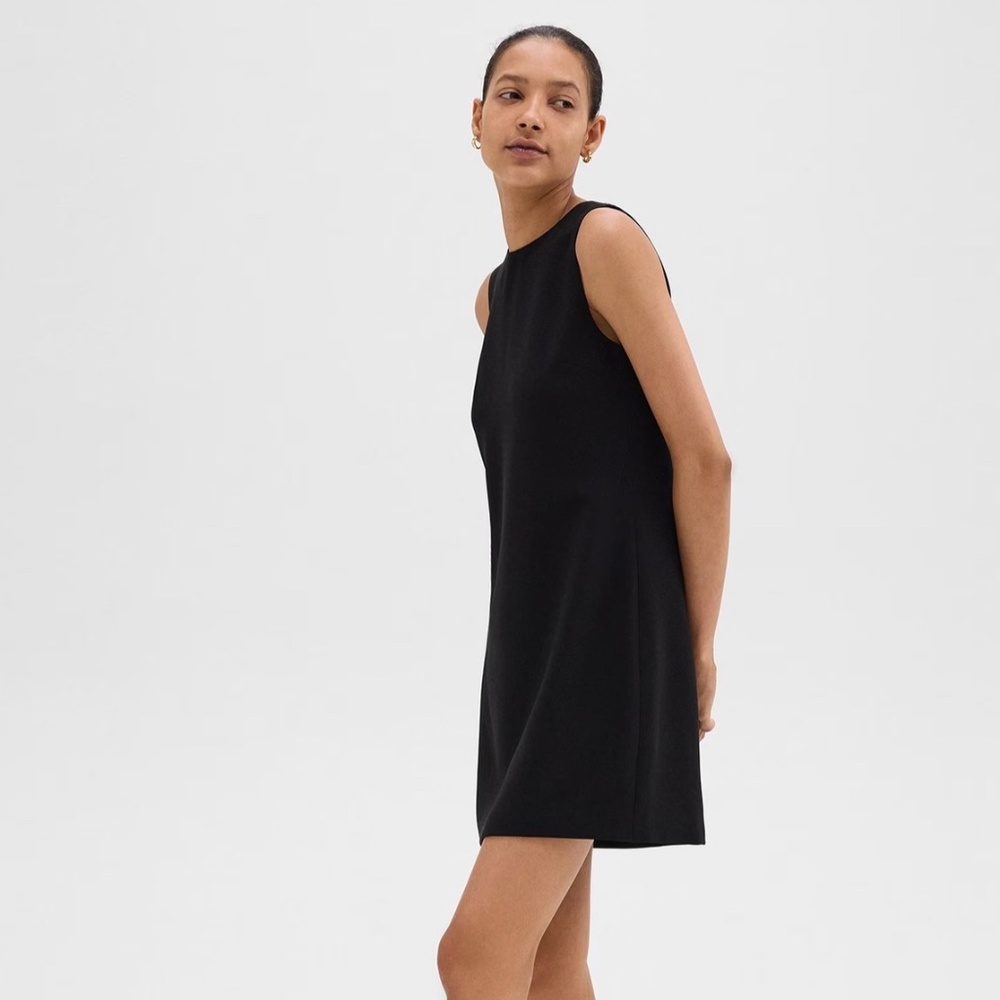 Theory Black Shift Dress in Admiral Crepe